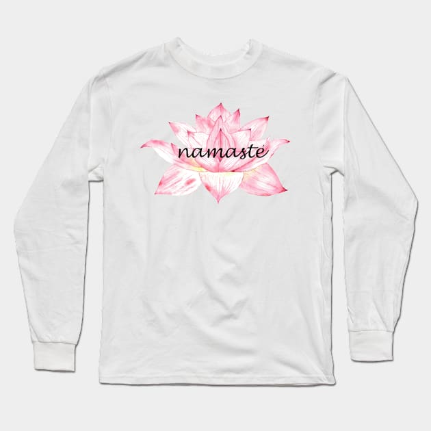 Namaste, pink Lotus Flower Long Sleeve T-Shirt by LatiendadeAryam